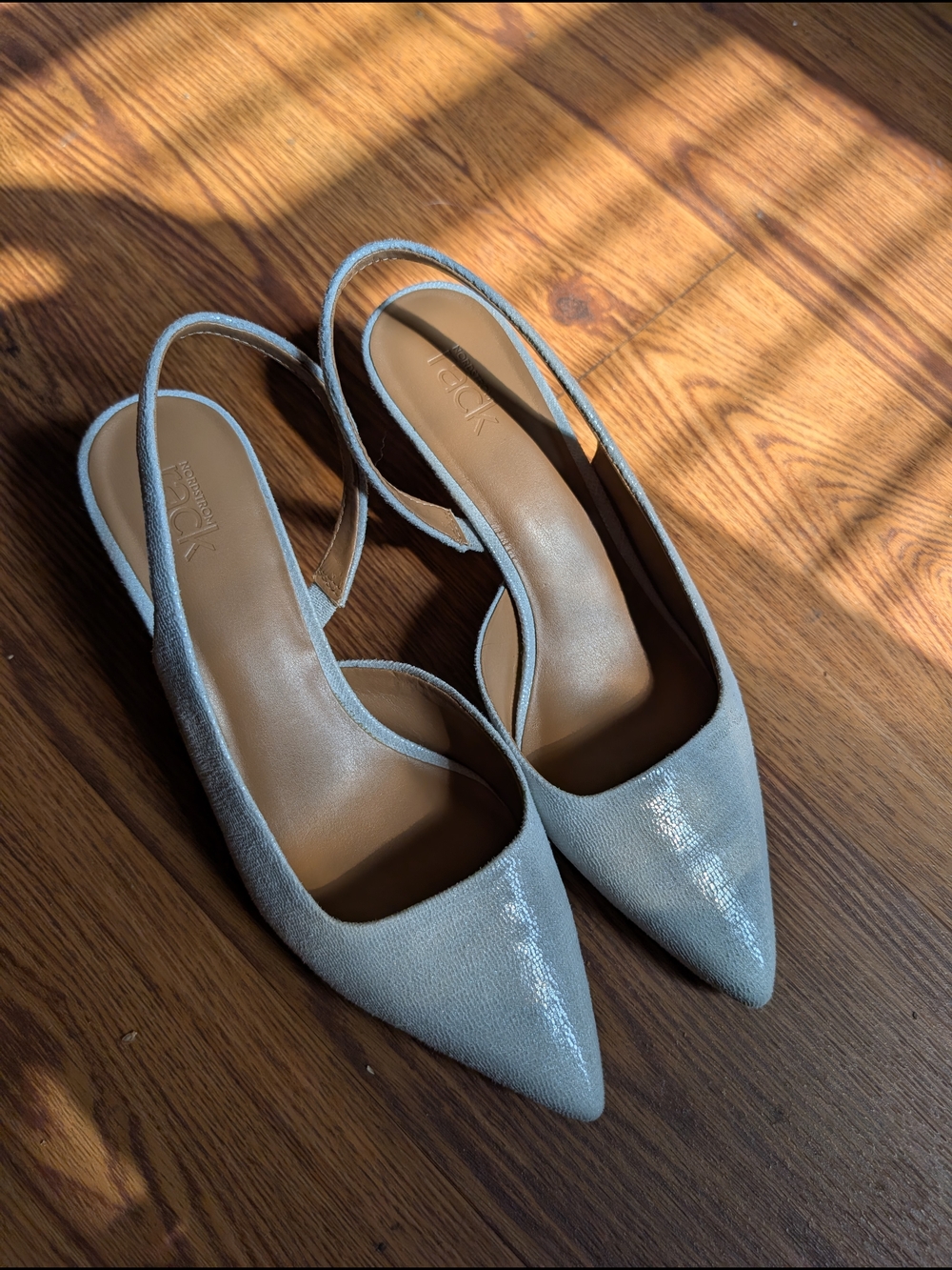 Pointed Slingback Pumps in Light Blue - Unbranded